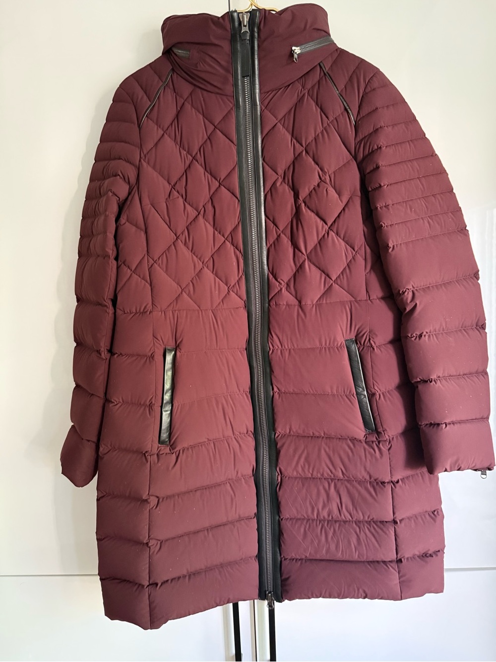 Mackage Burgundy Long Quilted Puffer Coat